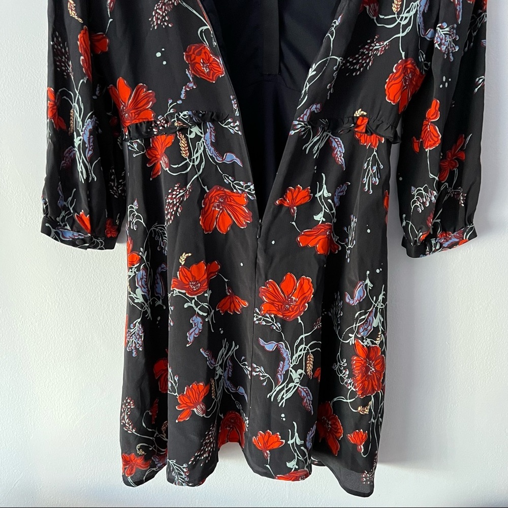 Madewell Windblown Poppies Ruffle Waist Silk Dress 2 - Picture 11 of 14
